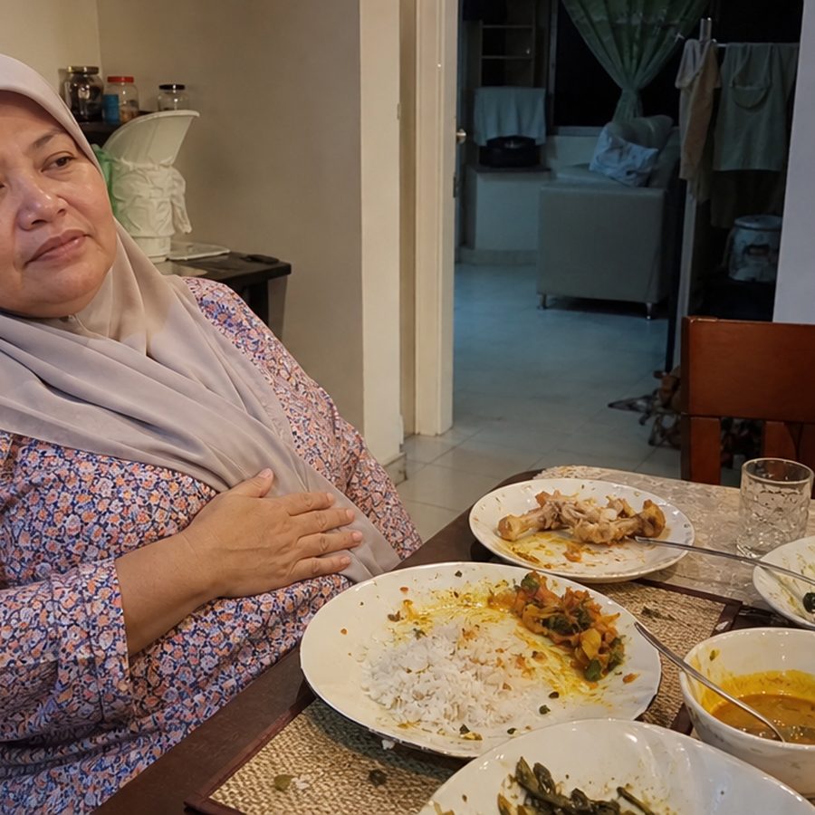 Wanita memegang perut selepas makan