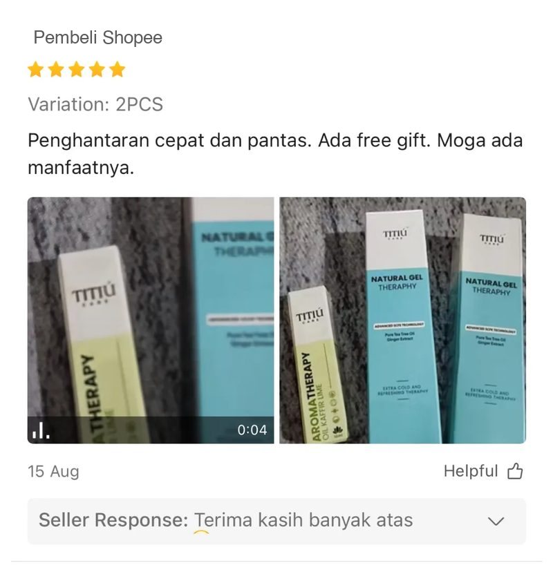 Ulasan Shopee: penghantaran cepat, ada free gift