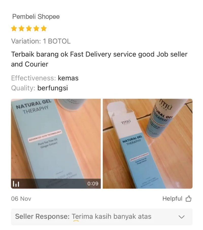 Ulasan Shopee: barang ok, fast delivery