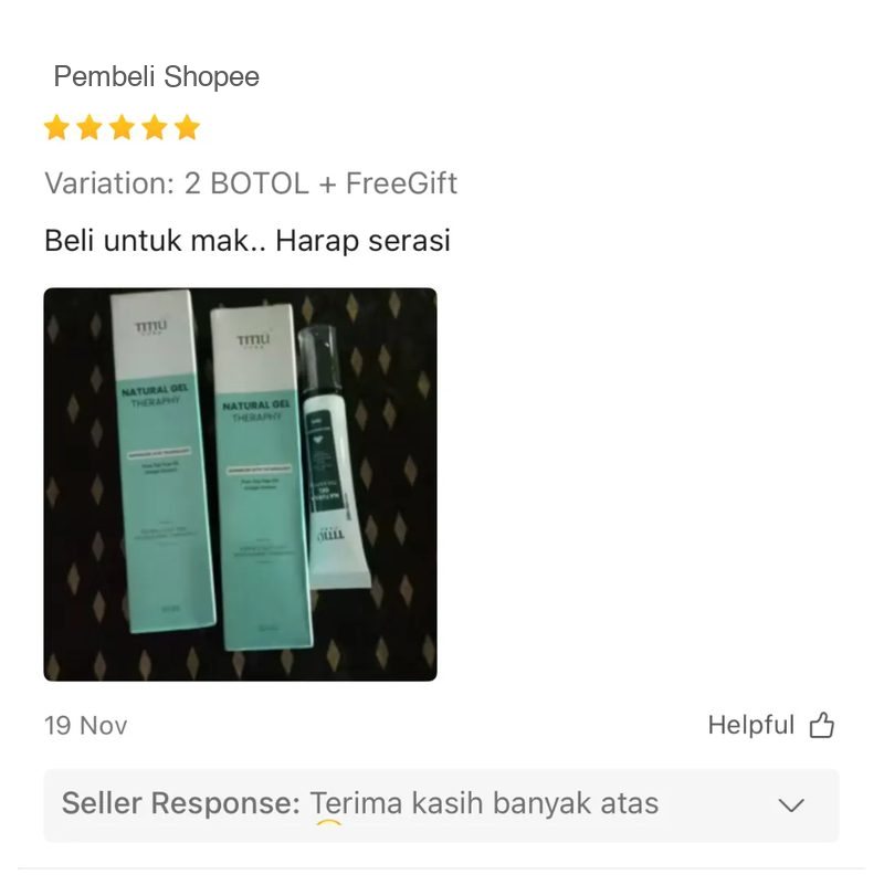 Ulasan Shopee: beli untuk mak, harap serasi